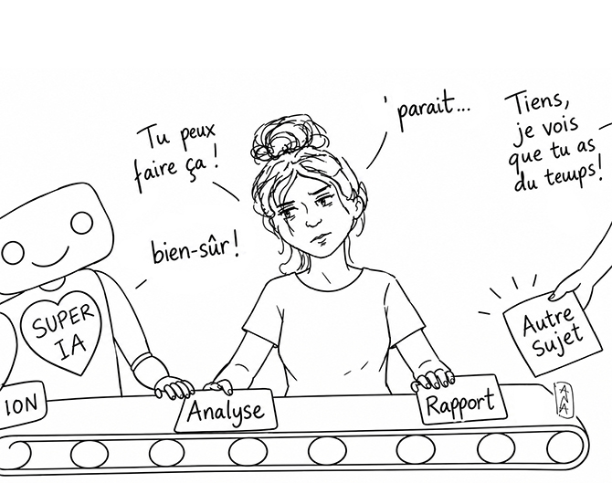 illustration de travail à la chaine avec IA