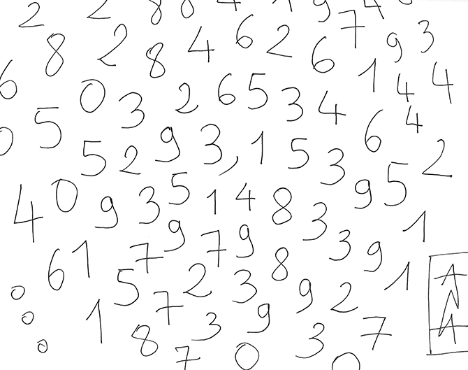 spirale avec le nombre pi et ses décimales infinies